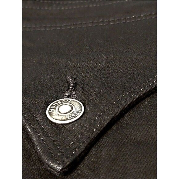 HUDSON Straight Stretch Denim Jeans 12/32 Flap Pocket Slim Fit Mid-Rise Black - Picture 7 of 10